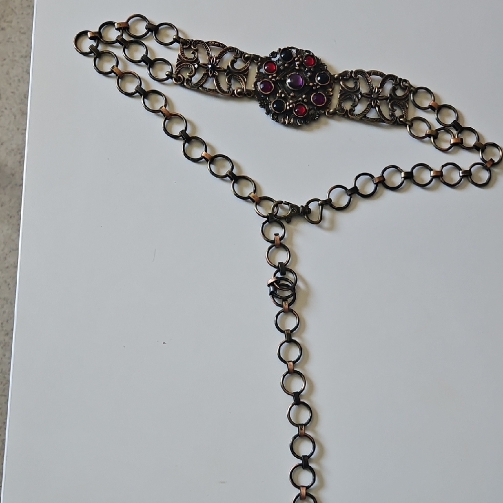 Source Unknown Black and Purple Chain Belt